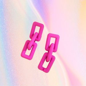 FASHION PINK CHAIN EARRINGS TRENDY FUN CUTE